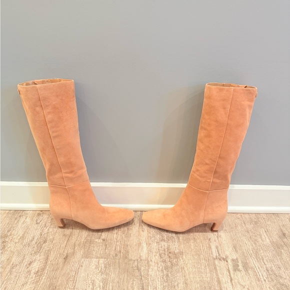 NEW Sam Edelman Suede Tan Heeled Knee High Boots - Picture 6 of 16